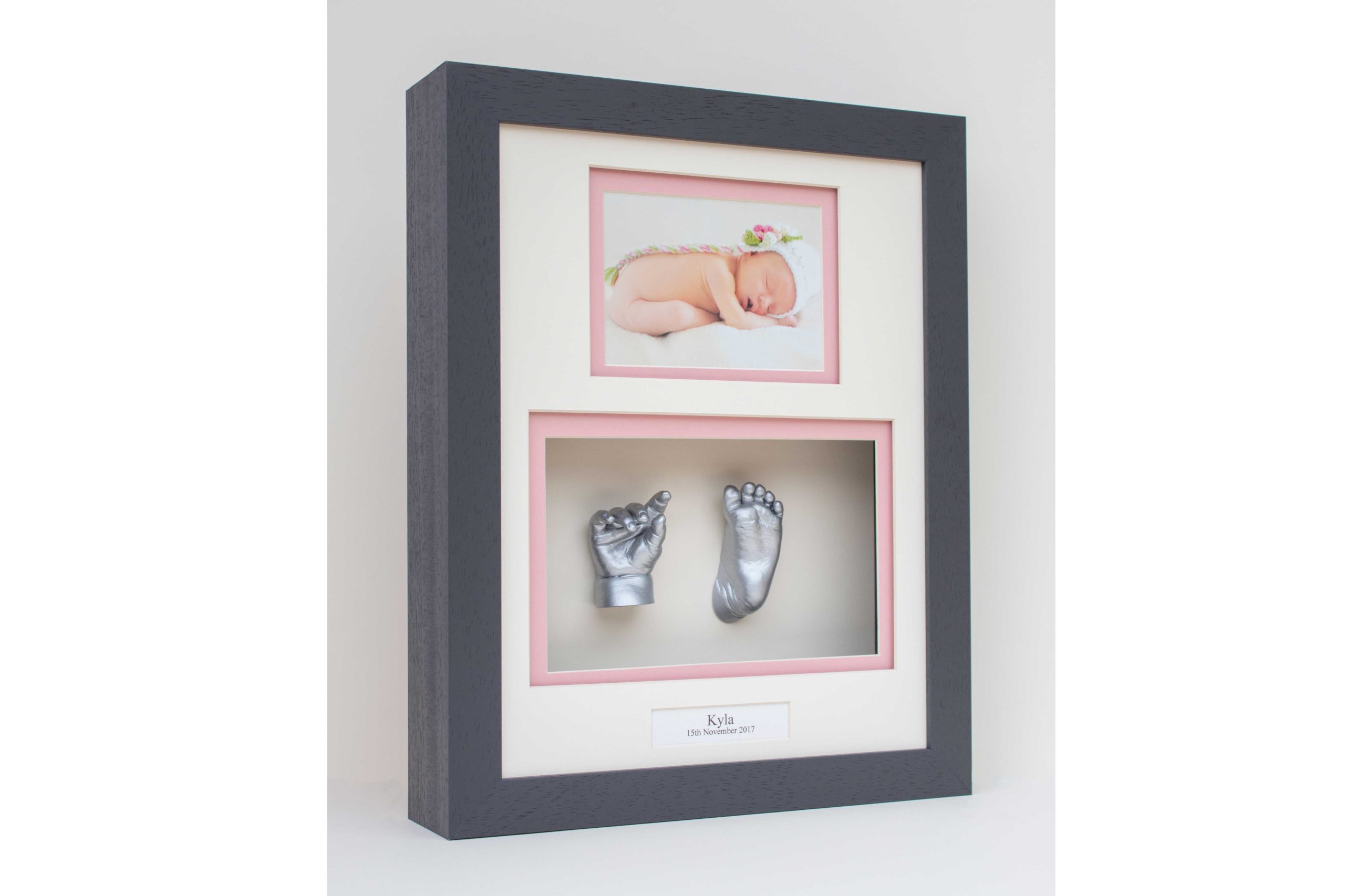 2-baby-hand-foot-cast-grey-frame-with-photo-landscape