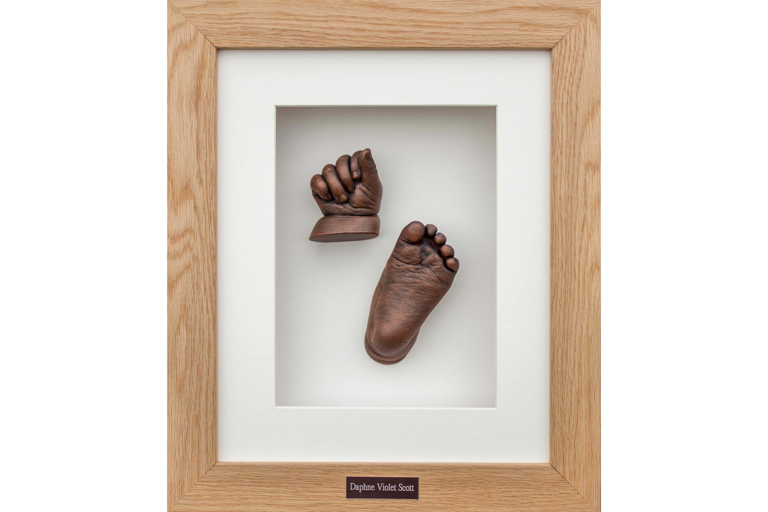 newborn oak framed hand - foot cast-med-landscape