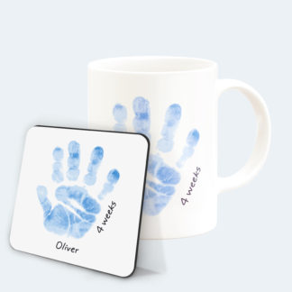 personalised-Blue-handprint-mug-with-coaster