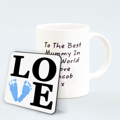 personalised-Love-letters-mug-blue-feet-4-with-coaster