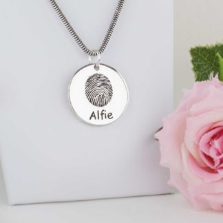 Sterling-Silver-Round-memorial-fingerprint-personalised-pendant-necklace