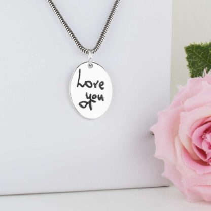 Sterling-silver-oval-memorial-handwriting-personalised-pendant-necklace