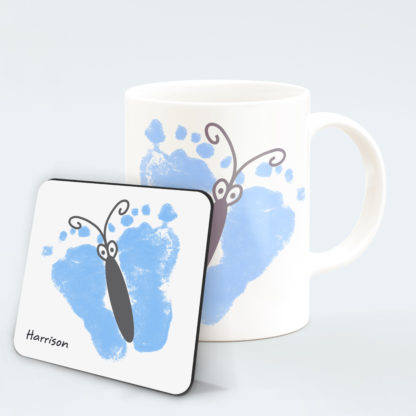personalised-buttefly-mug-blue-footprints-4-with-coaster
