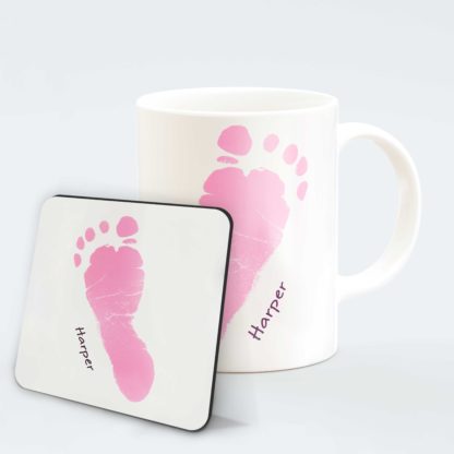 personalised-pink-footprints-mug-with-coaster
