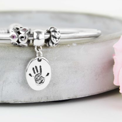 personalised-sterling-silver-Oval-handprint-charm-bracelet