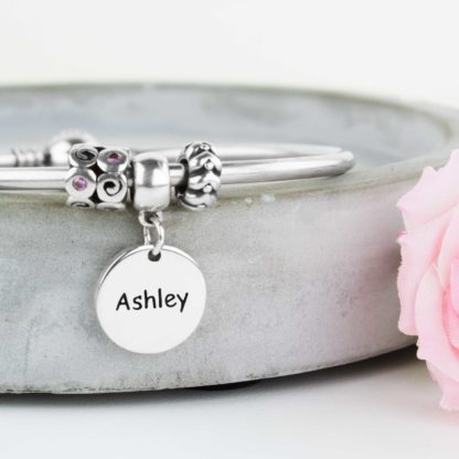 personalised-sterling-silver-round-charm-text-bracelet