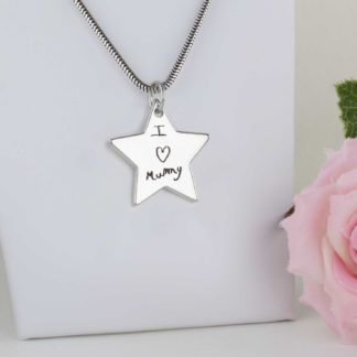 sterling-silver-star-memorial-handwriting-pendant-necklace