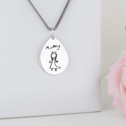 sterling-silver-teardrop-childs-drawing-personalised-pendant-necklace