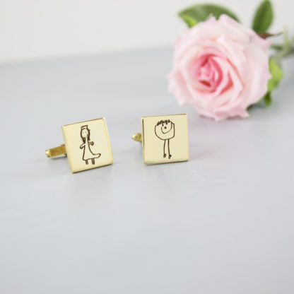 gold-childrens-drawing-cufflinks-personalised