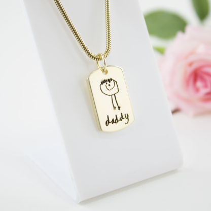 gold-dog-tag-childs-drawing-pendant-personalised-necklace