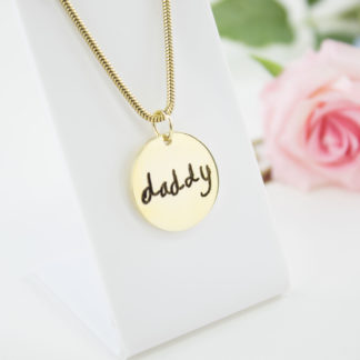 gold-round-memorial-handwriting-pendant-personalised-necklace