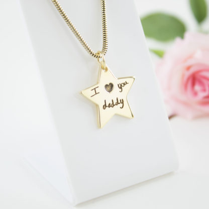 gold-star-memorial-handwriting-pendant-personalised-necklace