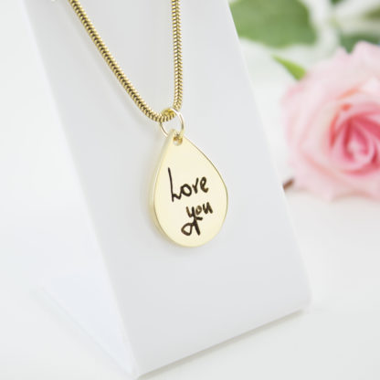 gold-teardrop-memorial-handwriting-pendant-personalised-necklace