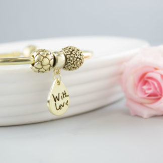 personalised-memorial-gold-teardrop-charm-handwriting-bracelet