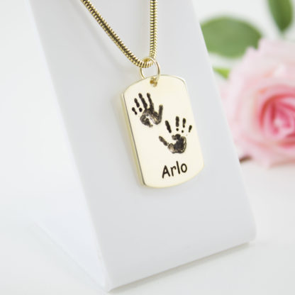 large-gold-dog-tag-handprint-pendant-personalised-necklace
