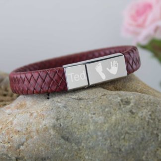 Leather-handprint-footprint-bracelet-red-personalised