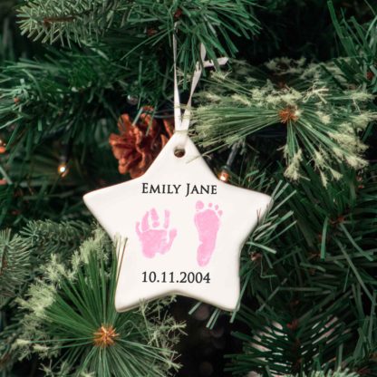 personalised-ceramic-star-pink-handprint-footprint-memorial-holiday-decoration