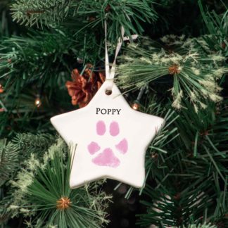 personalised-ceramic-star-pink-pawprint-memorial-holiday-decoration