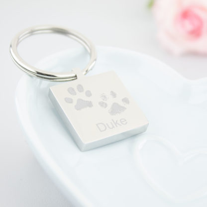 personalised-memorial-stainless-steel-engraved-2-pawprint-1-name-square-keyring