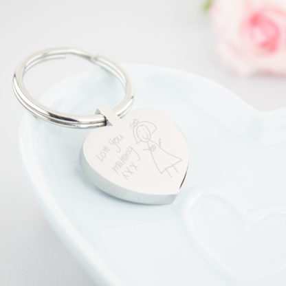 personalised-stainless-steel-engraved-childs-drawing-heart-keyring