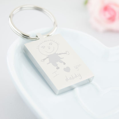 personalised-stainless-steel-engraved-childs-drawing-rectangle-keyring