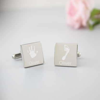 personalised-stainless-steel-engraved-handprint-footprint-square-cufflinks