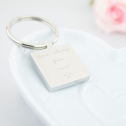 personalised-stainless-steel-engraved-hand-written-square-keyring-memorial-handwriting