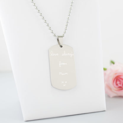 personalised-stainless-steel-engraved-handwritten-dog-tag-pendant-memorial-handwriting-necklace